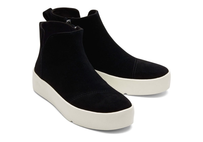 Toms Verona Mid Suede Platform Sneaker Black | IDJMFK-807