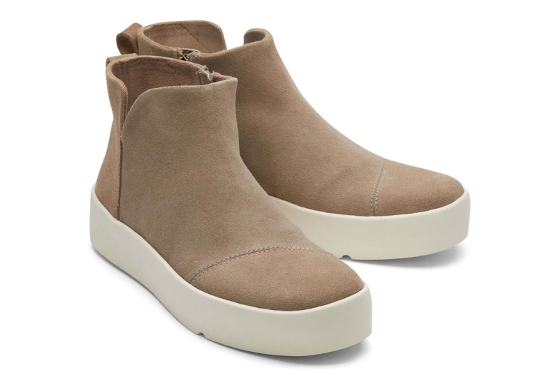 Toms Verona Mid Suede Platform Sneaker Grey Brown | ORKMCZ-285